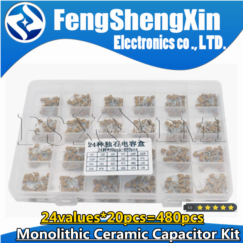 24 Waarden * 20Pcs = 480Pcs 50 - Capacitor Kit Assortment recensie en prijs