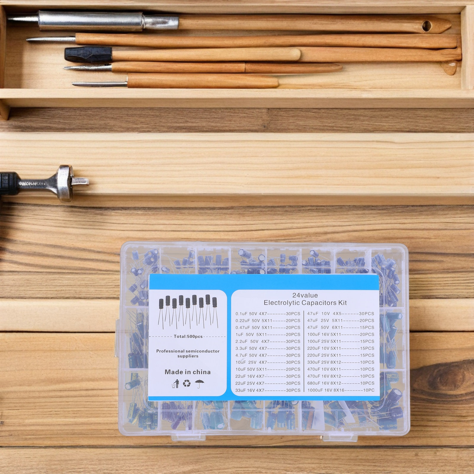 Set van 500 aluminium elektrol - Capacitor Kit Assortment recensie en prijs